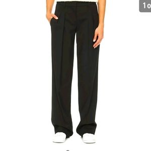 DONNA KARAN Black Wide Leg Pleated Front Pants 2